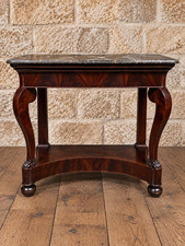 Console d’époque Restauration en acajou – Dessus de marbre – XIXe siècle