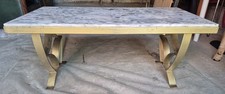 Superbe table basse vintage métal doré et marbre (style Art Déco)