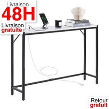 VEVOR Table Console Marbre Blanc 110 cm avec Prises USB Type-C Entrée Salon