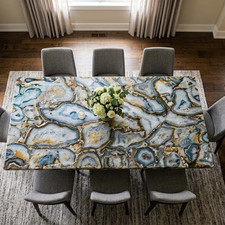 Table à manger en agate bleue de luxe 36 x 24 po | dessus de table en pierres...