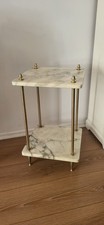 Table d'appoint ancienne française en marbre et laiton – Vintage / Art déco