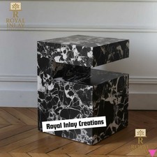 Table Basse Colonne En Marbre Calacutta Noir - Table D’Appoint Italienne